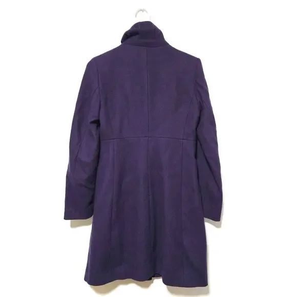 J.Crew Wool Trench Coat Purple Vintage Pockets Lined Buttons Women's Size 2